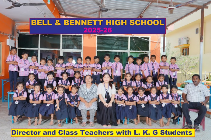 Director and Class Teachers with L.K.G Students