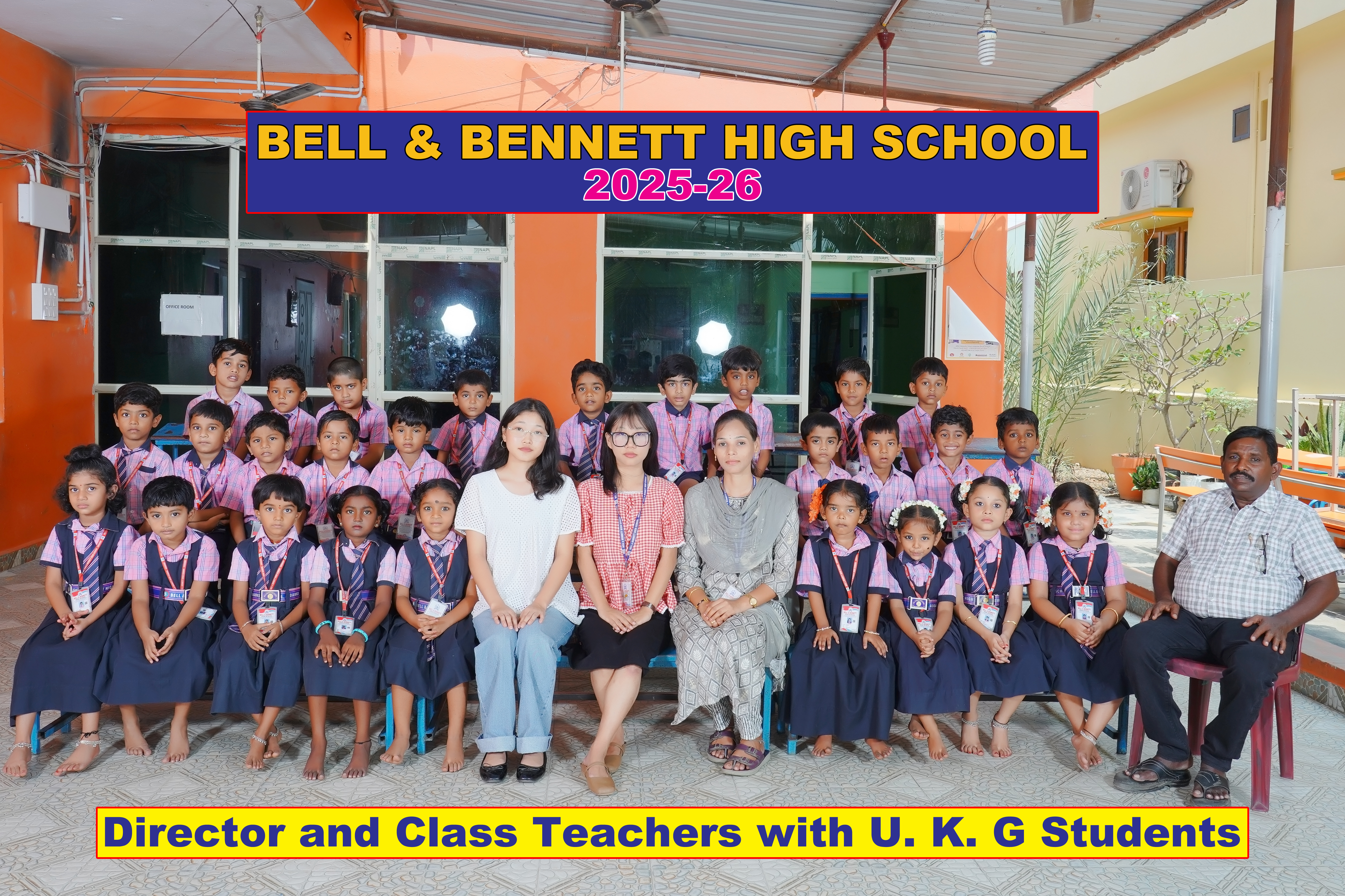 Director and Class Teachers with U.K.G Students